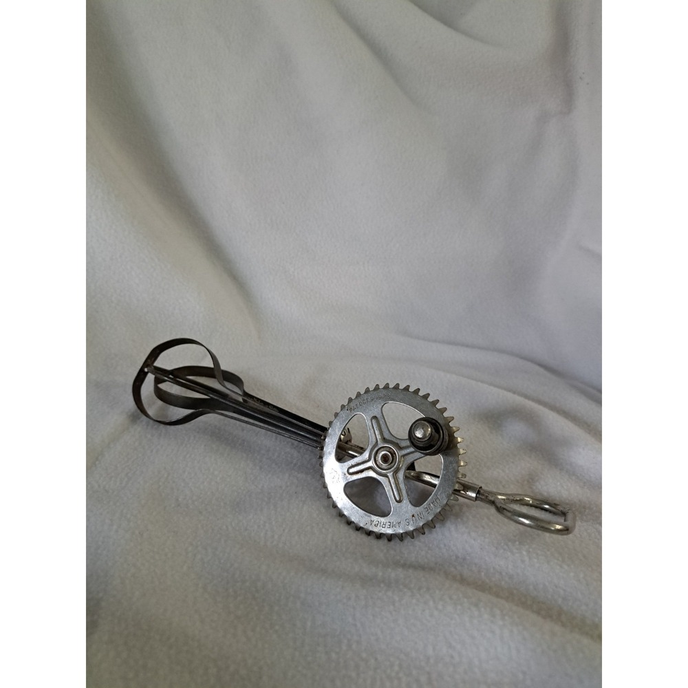 Antique "Ekco A & J 1923" Egg Beater Wire Hand‎ Crank Stainless Great Patina